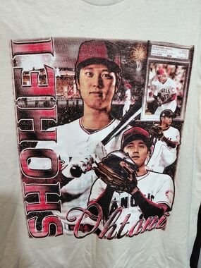 NWT Shohei Ohtani Headgear Classics Soft Cream Angels Tshirt SIZE LARGE